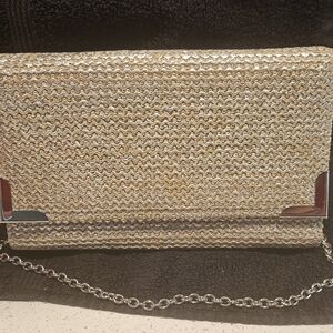 Elegant Gold and Cream Clutch Bag